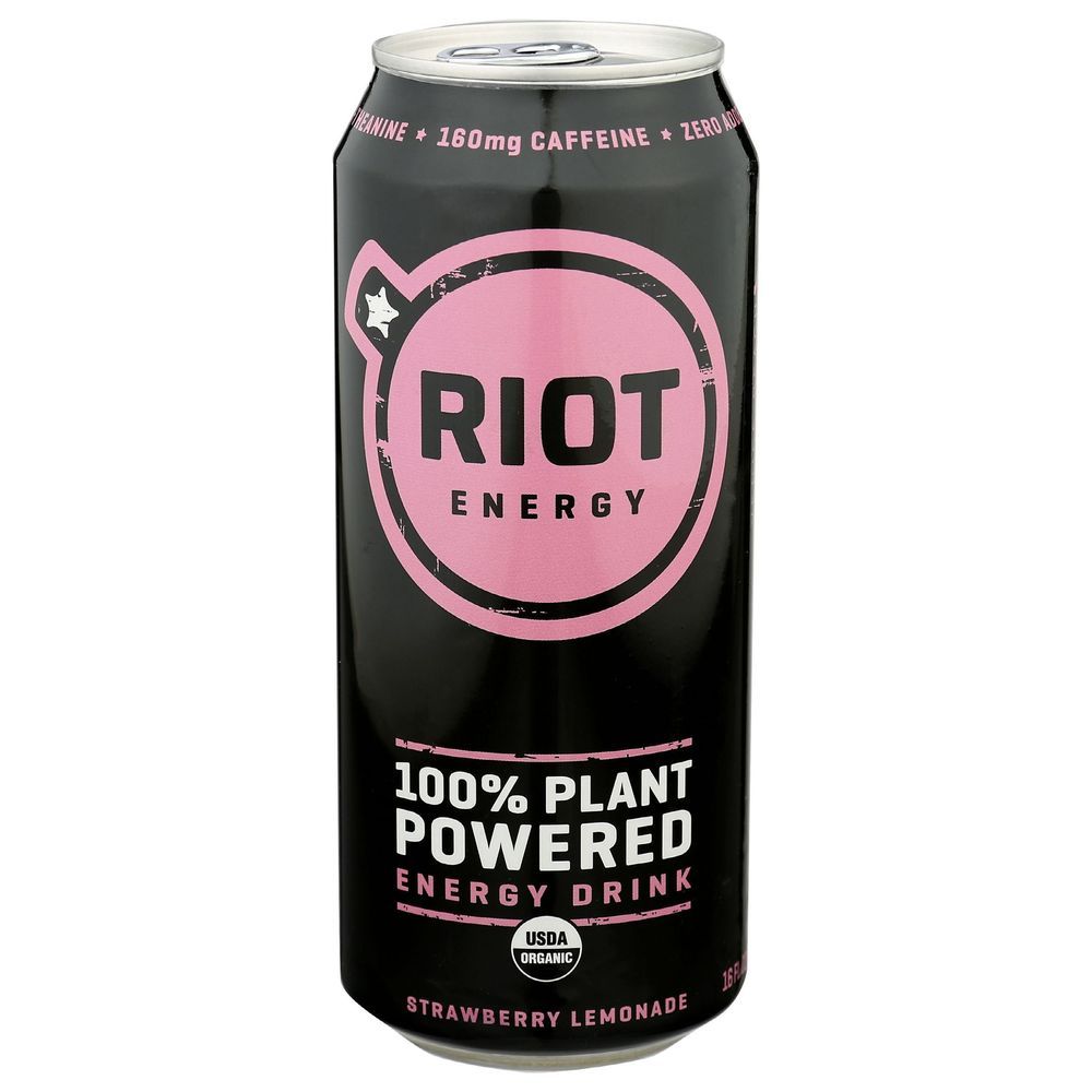 Riot Organic Strawberry Lemonade Energy Drink, 16 Fluid Ounce -- 12 Per Case