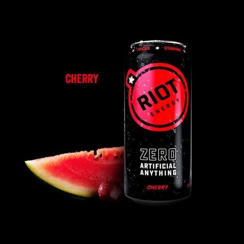 Riot Cherry Energy Drink, 16 Fluid Ounce -- 12 Per Case