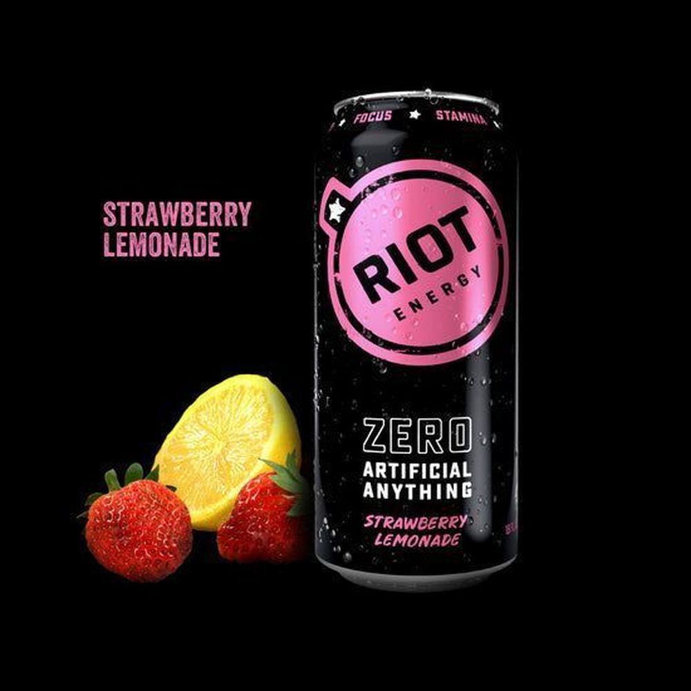 Riot Strawberry Lemonade Energy Drink, 16 Fluid Ounce -- 12 Per Case