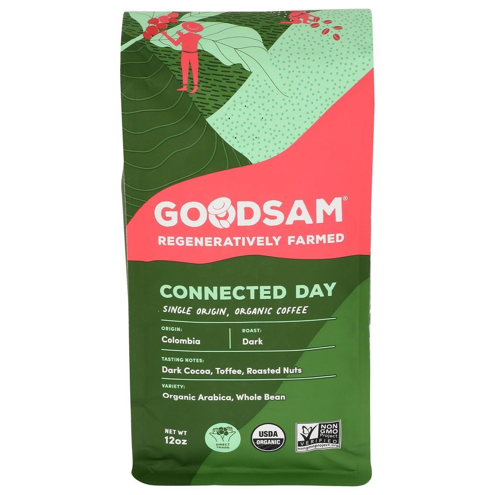 Goodsam Organic Connected Day Dark Roast Whole Bean Coffee, 12 Ounce -- 6 Per Case