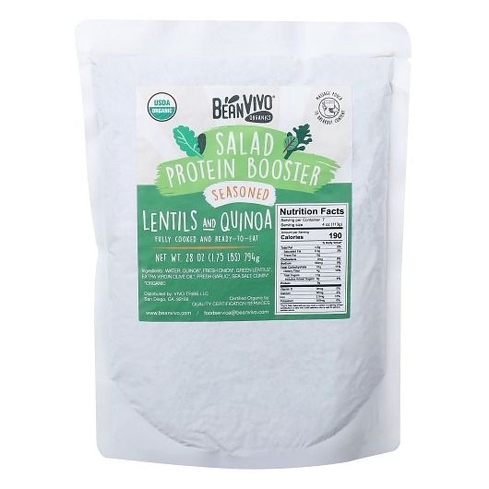 Beanvivo Organic Seasoned Cooked Quinoa Lentil Blend Salad Protein Booster, 1.5 Pound -- 12 Per Case