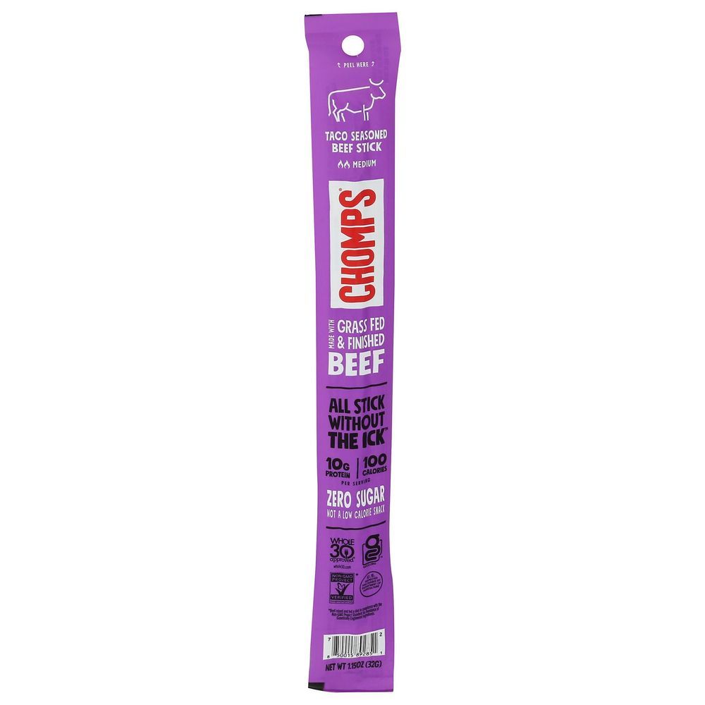 Chomps Taco Seasoned Beef Stick, 1.15 Ounce -- 24 Per Case