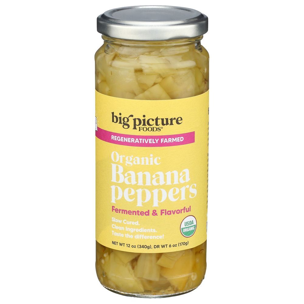 Big Picture Foods Organic Banana Peppers, 12 Ounce -- 8 Per Case