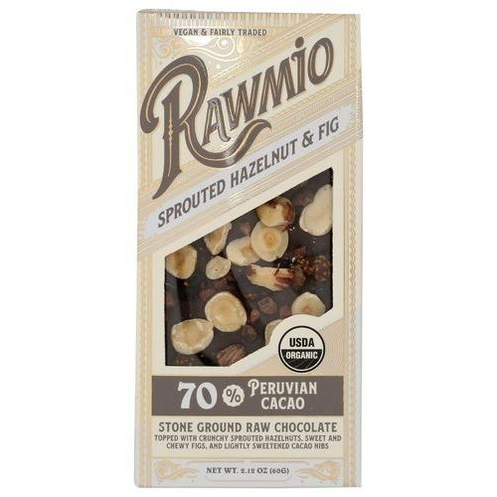 Rawmio Hazelnut And Fig 70 Percent Peruvian Chocolate Bar, 2.12 Ounce -- 12 Per Case