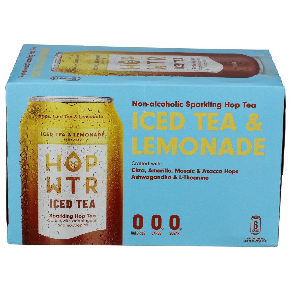 Hop Wtr Iced Tea And Lemonade Sparkling Hop Tea, 72 Fluid Ounce -- 4 Per Case
