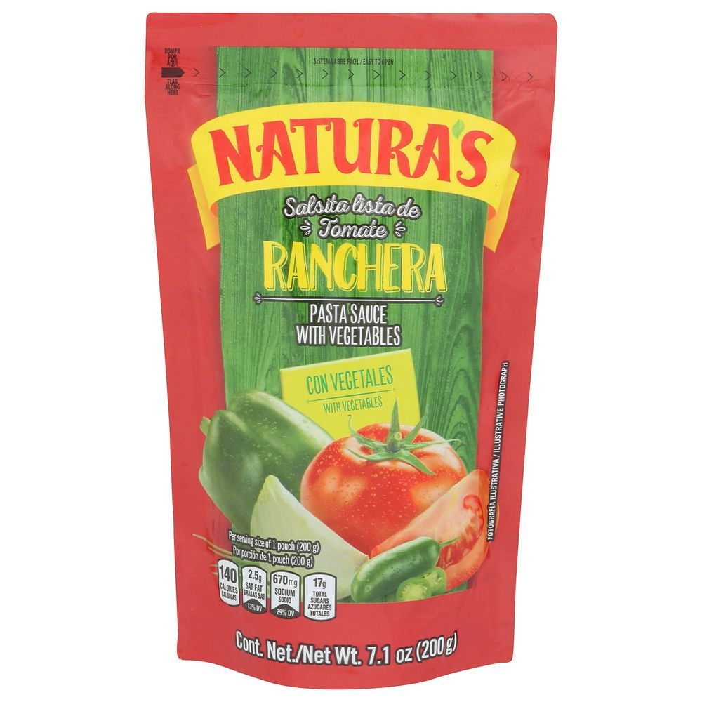 Naturas Ranchera Pasta Sauce With Vegetable, 7.1 Ounce -- 24 Per Case