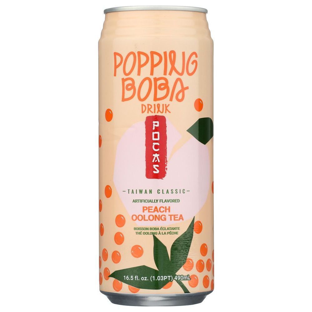 Pocas Popping Boba Drink Peach Oolong Tea, 490 Milliliter -- 24 Per Case