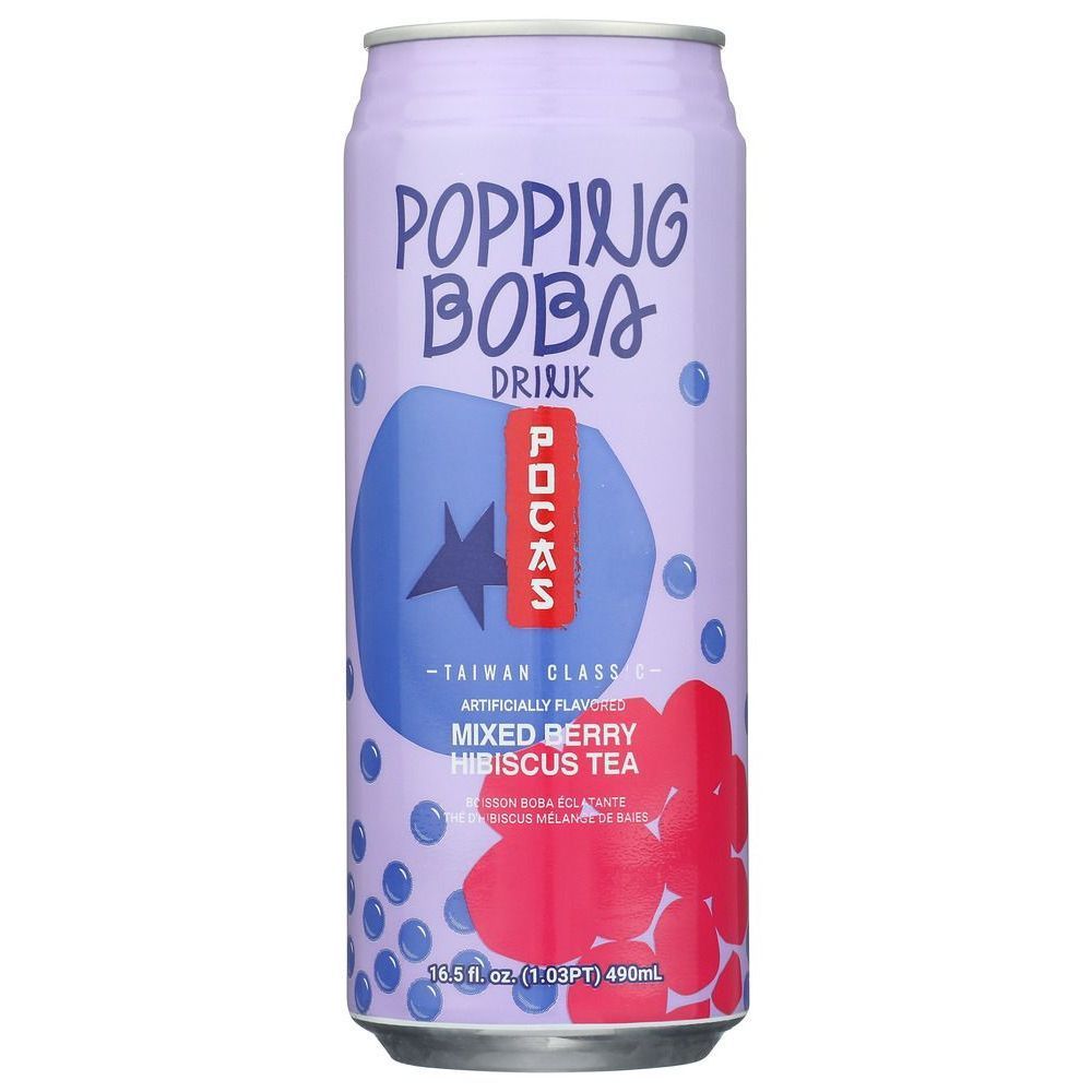 Pocas Popping Boba Drink Mixed Berry Hibiscus Tea, 490 Milliliter -- 24 Per Case