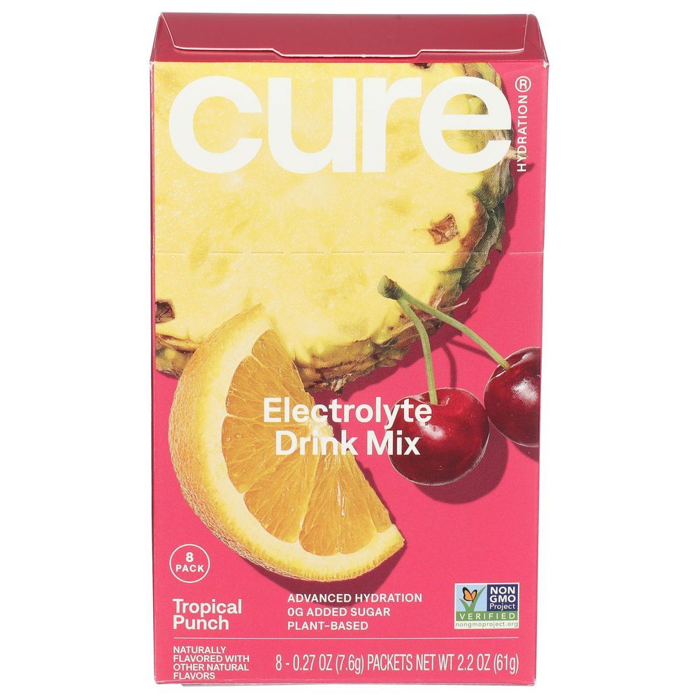 Cure Tropical Punch Electrolyte Drink Mix, 0.27 Ounce -- 8 Per Case