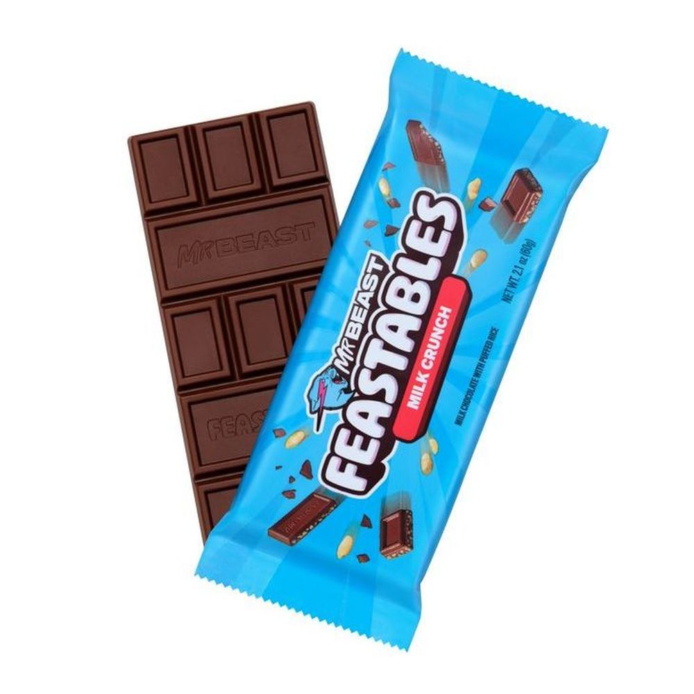 Feastables Milk Crunch Chocolate Bar, 60 Gram -- 10 Per Case