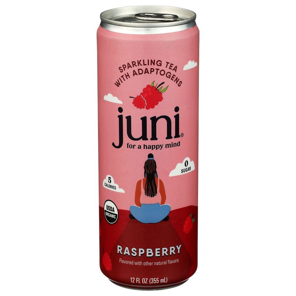 Juni Organic Adaptogenic Raspberry Sparkling Tea, 12 Fluid Ounce -- 12 Per Case