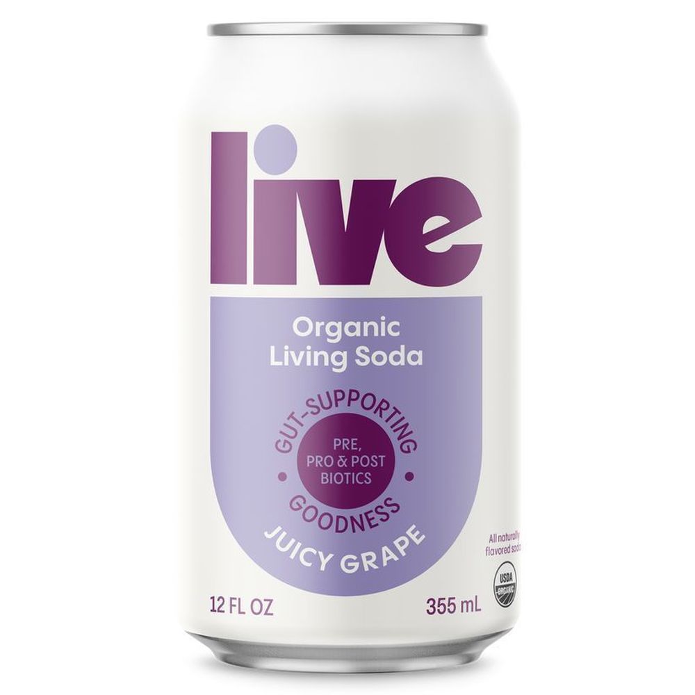 Live Organic Juicy Grape Living Soda, 12 Fluid Ounce -- 6 Per Case