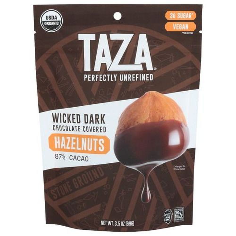 Taza Chocolate Organic Wicked Dark Chocolate Covered Hazelnuts, 3.5 Ounce -- 12 Per Case