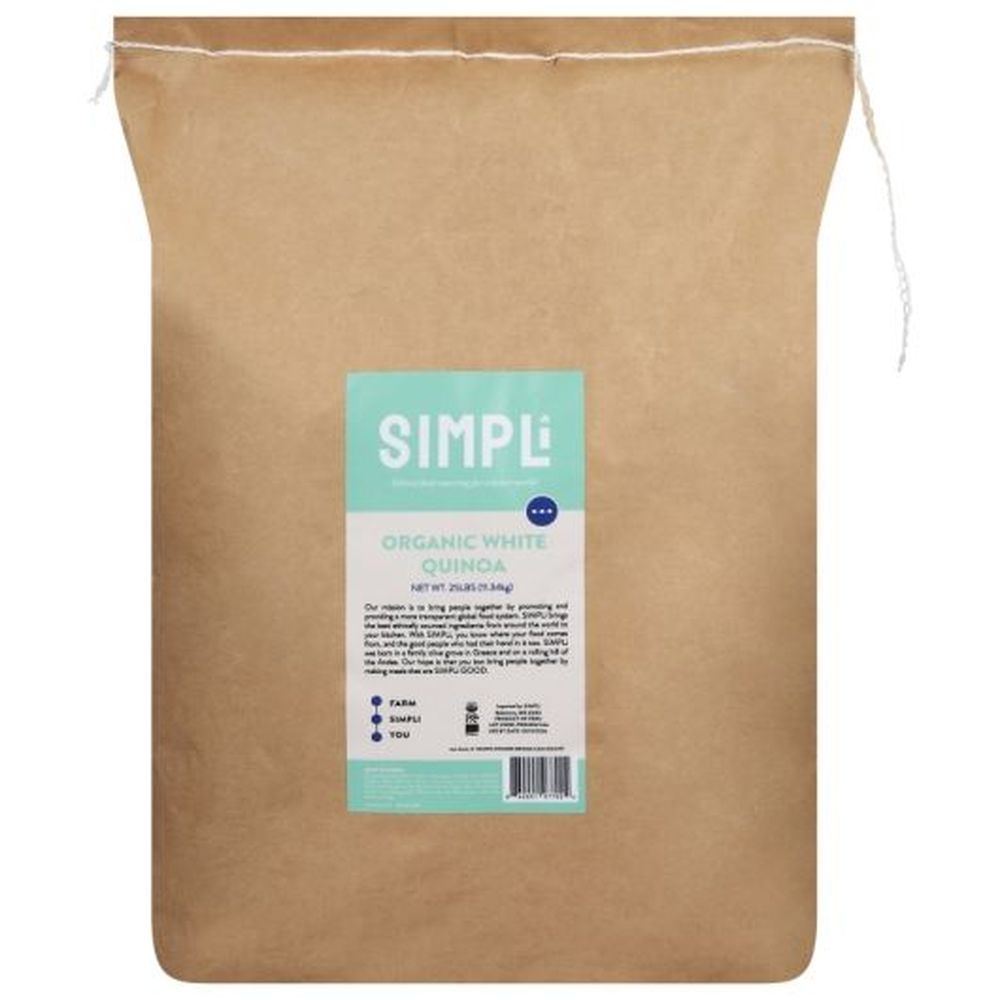 Simpli Organic White Quinoa - Bulk, 25 Pound