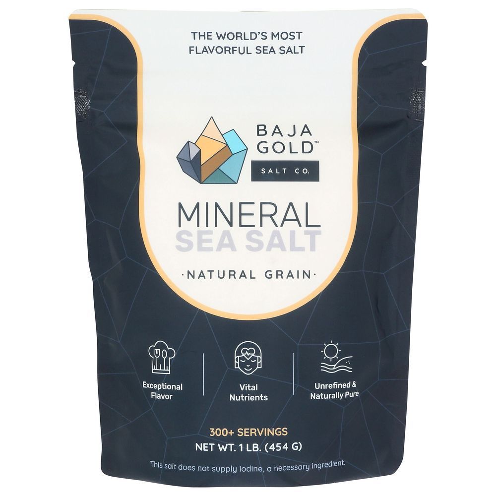 Baja Gold Mineral Sea Salt - Natural Grain Crystals, 1 Pound -- 6 Per Case