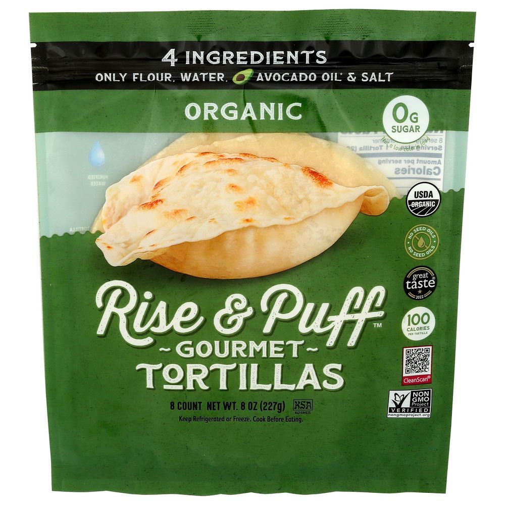 Rise And Puff Organic Tortilla, 8 Ounce -- 8 Per Case