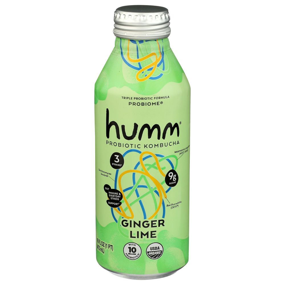 Humm Organic Ginger Lime Kombucha, 16 Fluid Ounce -- 6 Per Case