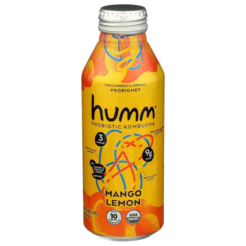 Humm Organic Mango Lemon Kombucha, 16 Fluid Ounce -- 6 Per Case