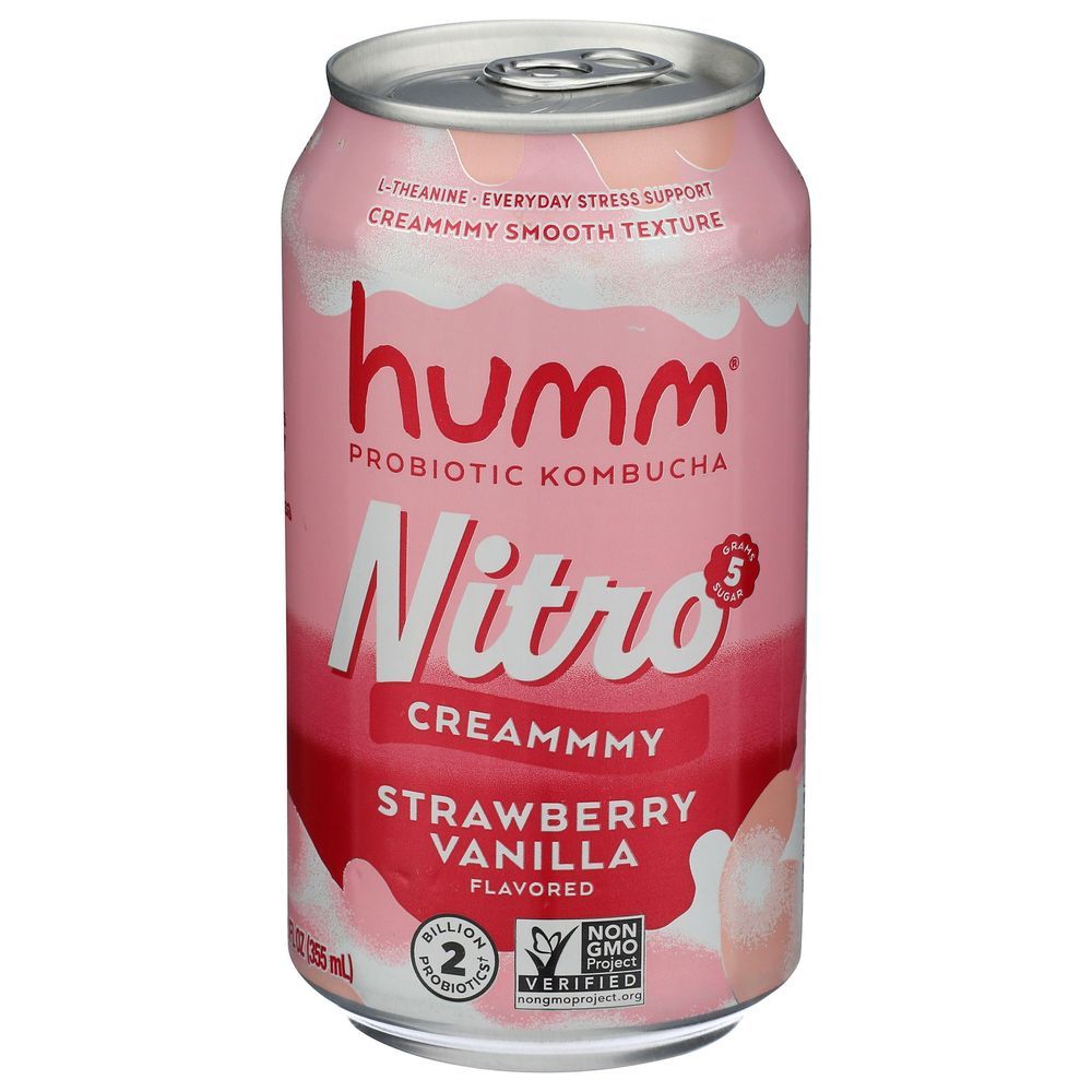 Humm Nitro Strawberry Vanilla Creamy Kombucha, 12 Fluid Ounce -- 6 Per Case