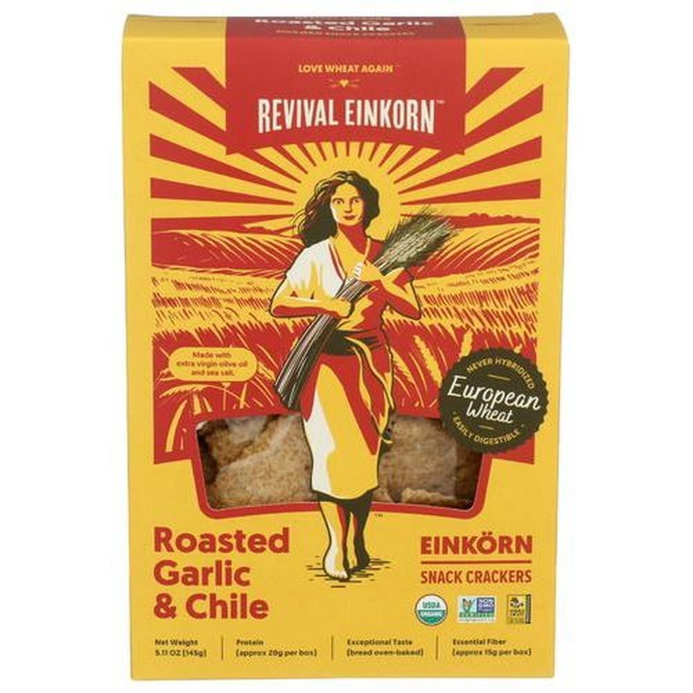 Revival Einkorn Roasted Garlic And Chile Cracker, 5.11 Ounce -- 6 Per Case