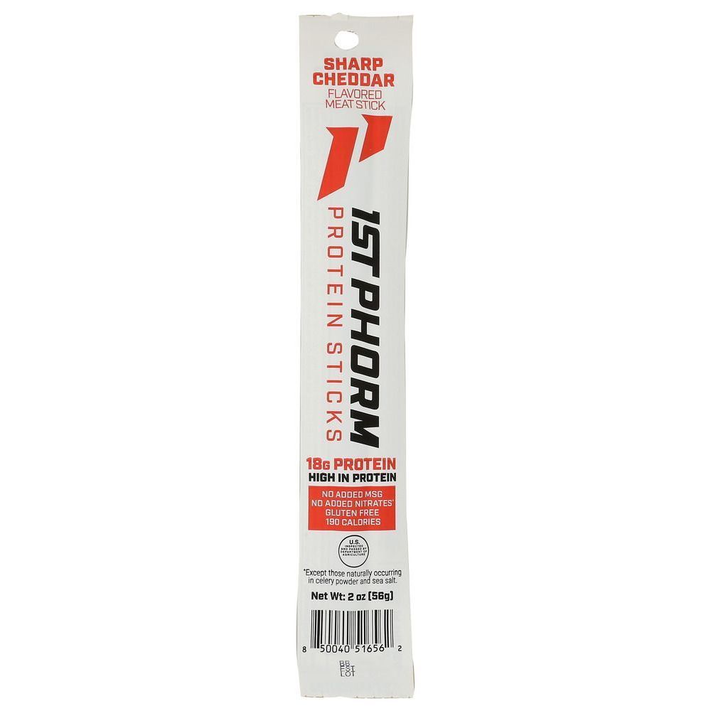 1st Phorm Sharp Cheddar High Protein Meat Sticks, 2 Ounce -- 15 Per Case