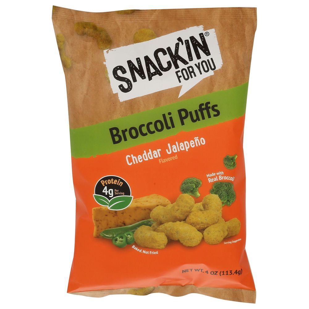 Snackin For You Cheddar Jalapeno Broccoli Puffs, 4 Ounce -- 12 Per Case