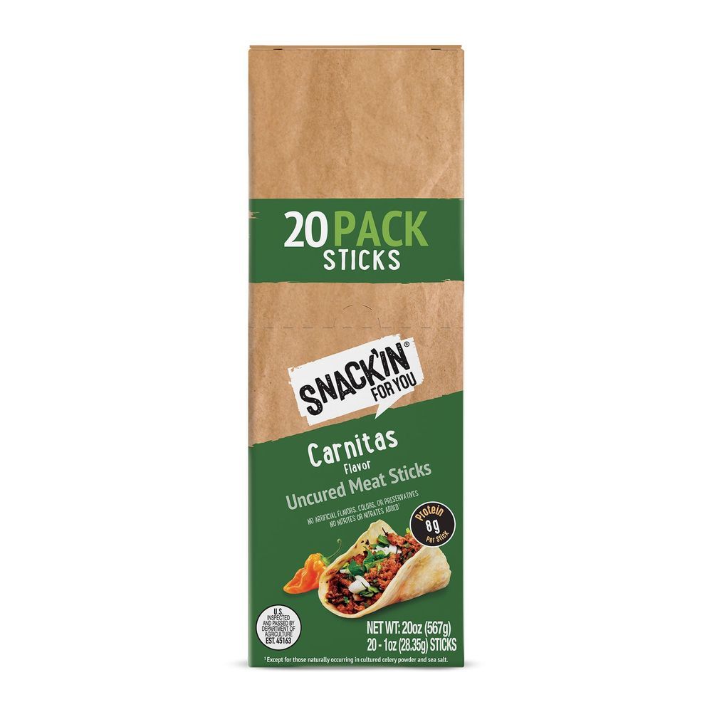 Snackin For You Carnitas Meat Stick, 1 Ounce -- 20 Per Case