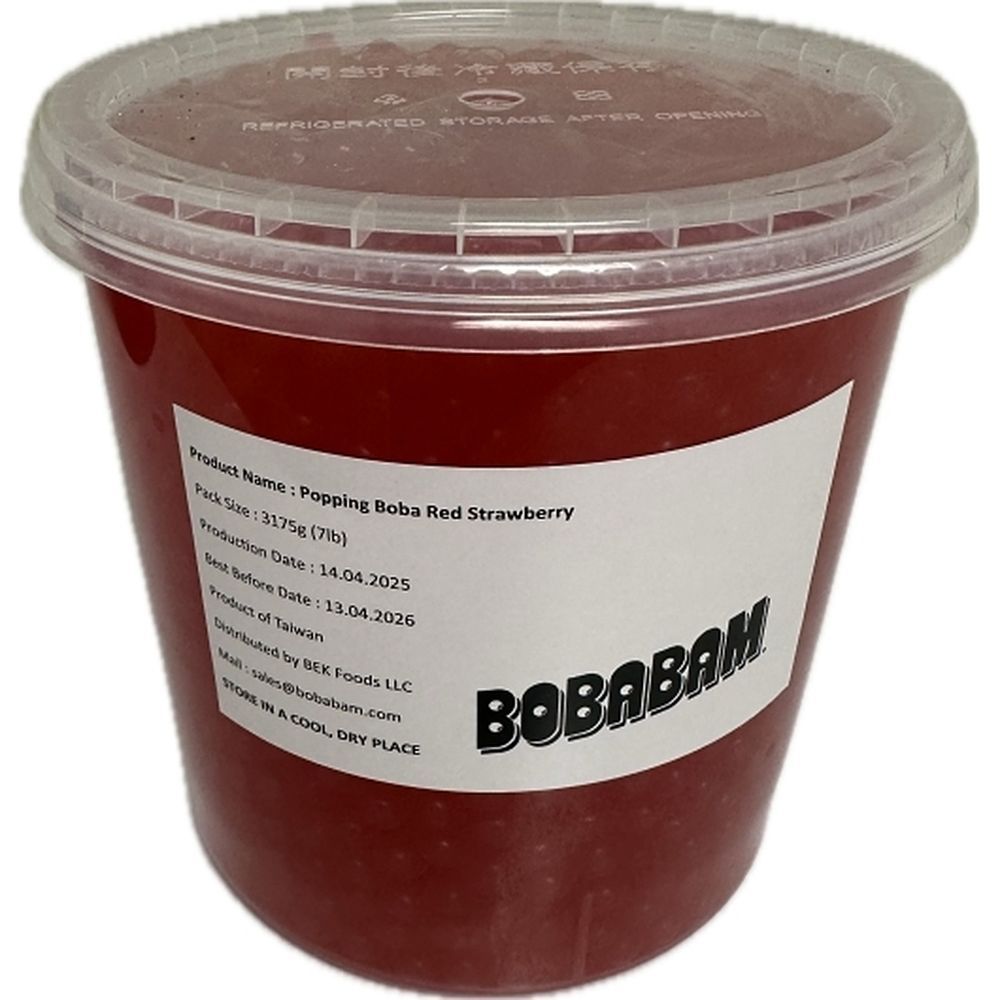 Bobabam Strawberry Popping Boba, 28 Pound