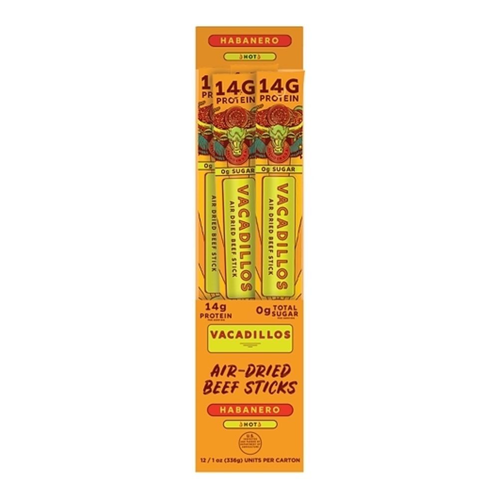 Vacadillos Hot Habanero Air Dried Beef Sticks, 1 Ounce -- 120 Per Case