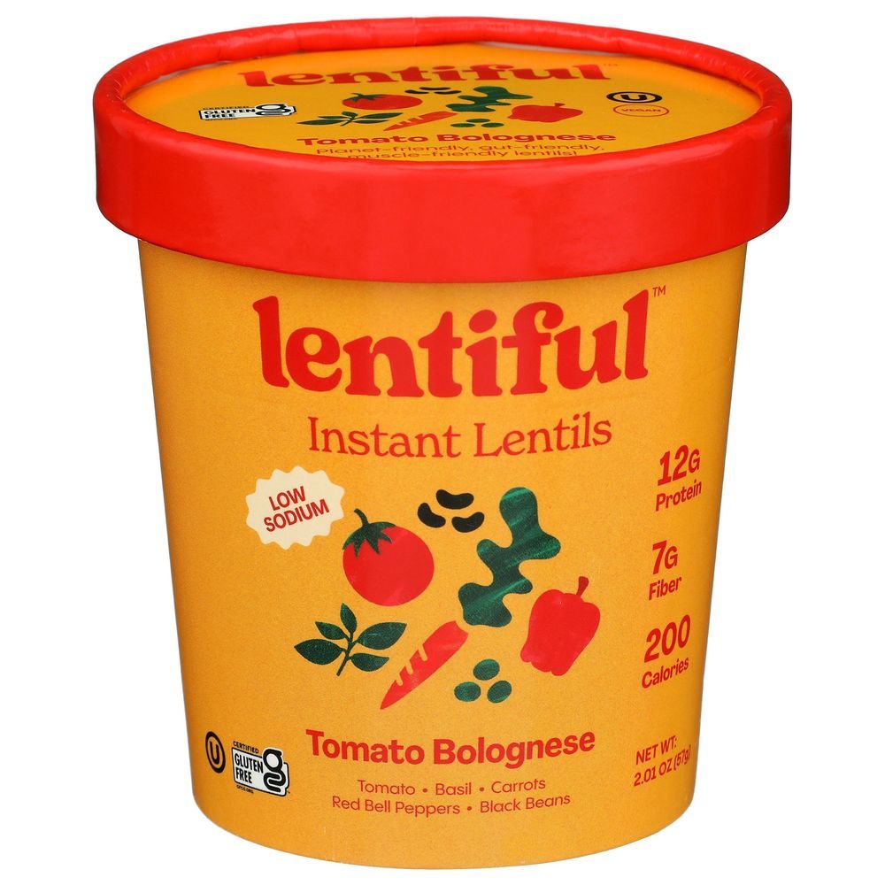 Lentiful Low Sodium Tomato Bolognese Instant Lentils, 2.01 Ounce -- 8 Per Case