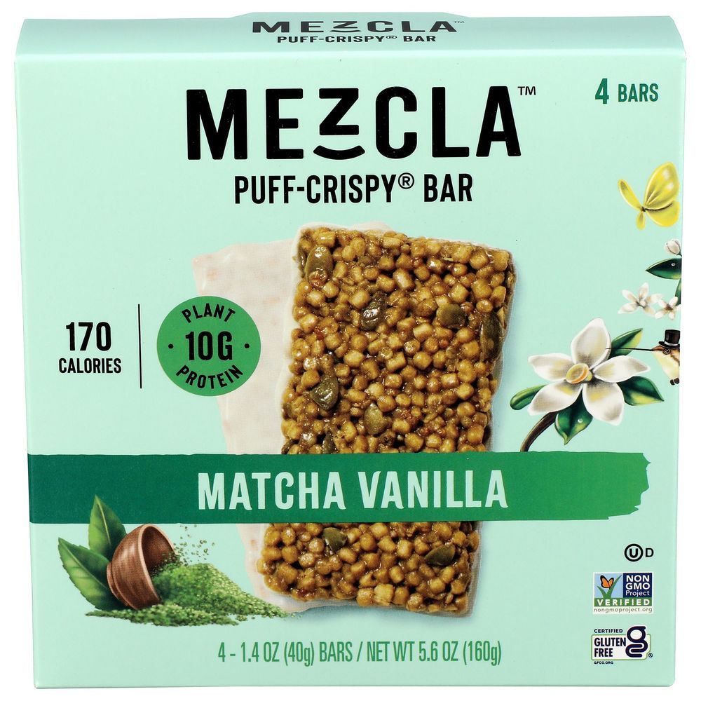 Mezcla Matcha Vanilla Puff Crispy Bar, 5.6 Ounce -- 6 Per Case
