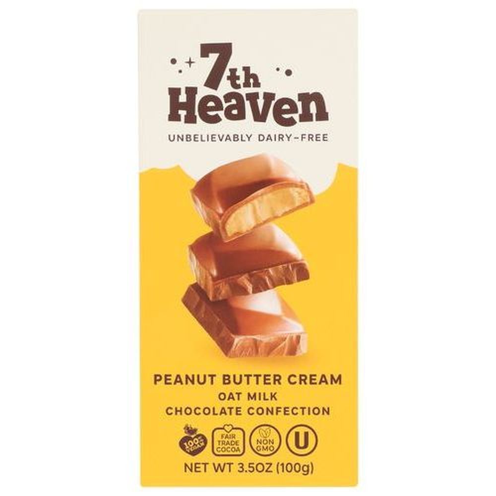 7th Heaven Peanut Butter Cream Oat Milk Chocolate Bar, 3.5 Ounce -- 14 Per Case