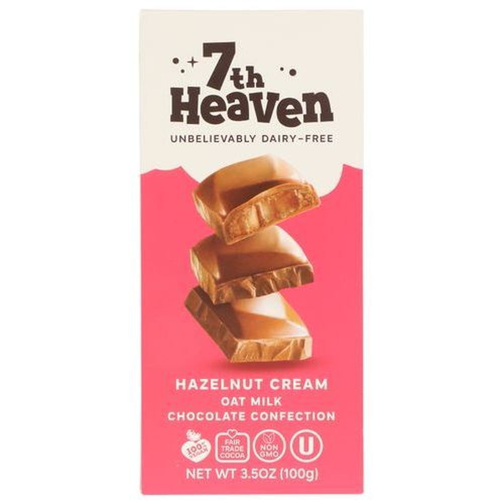 7th Heaven Hazelnut Cream Oat Milk Chocolate Bar, 3.5 Ounce -- 14 Per Case