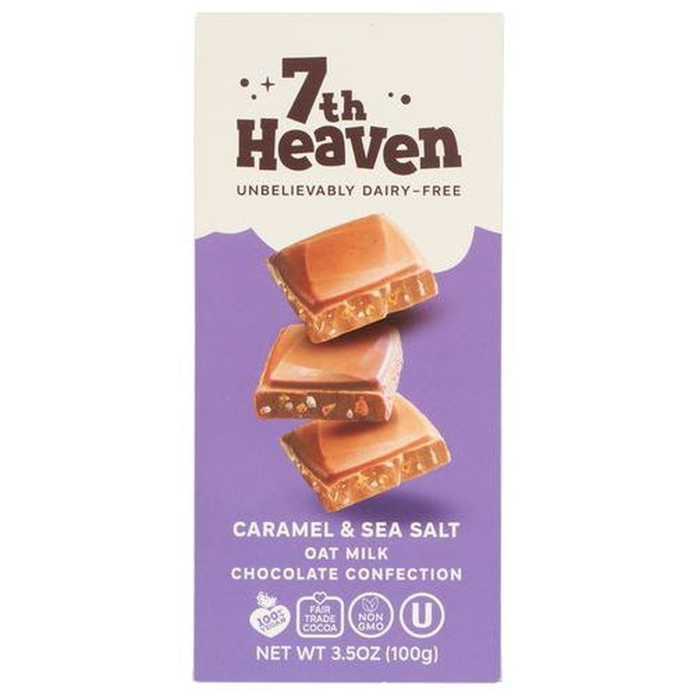 7th Heaven Caramel And Sea Salt Oat Milk Chocolate Bar, 3.5 Ounce -- 14 Per Case