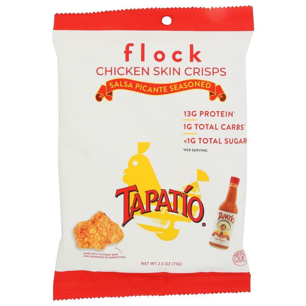 Flock Tapatio Salsa Picante Chicken Skin Crisps, 2.5 Ounce -- 8 Per Case