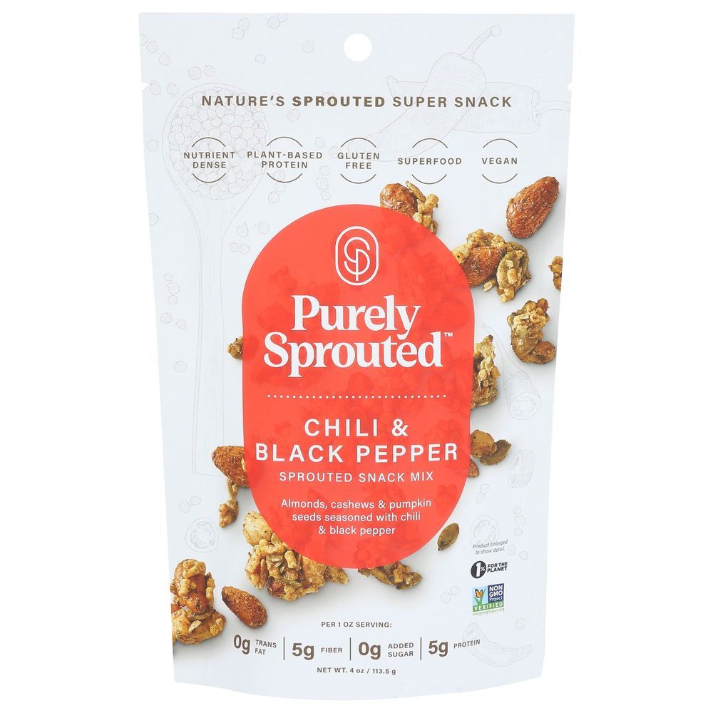 Purely Sprouted Chili And Black Pepper Snack Mix, 4 Ounce -- 6 Per Case
