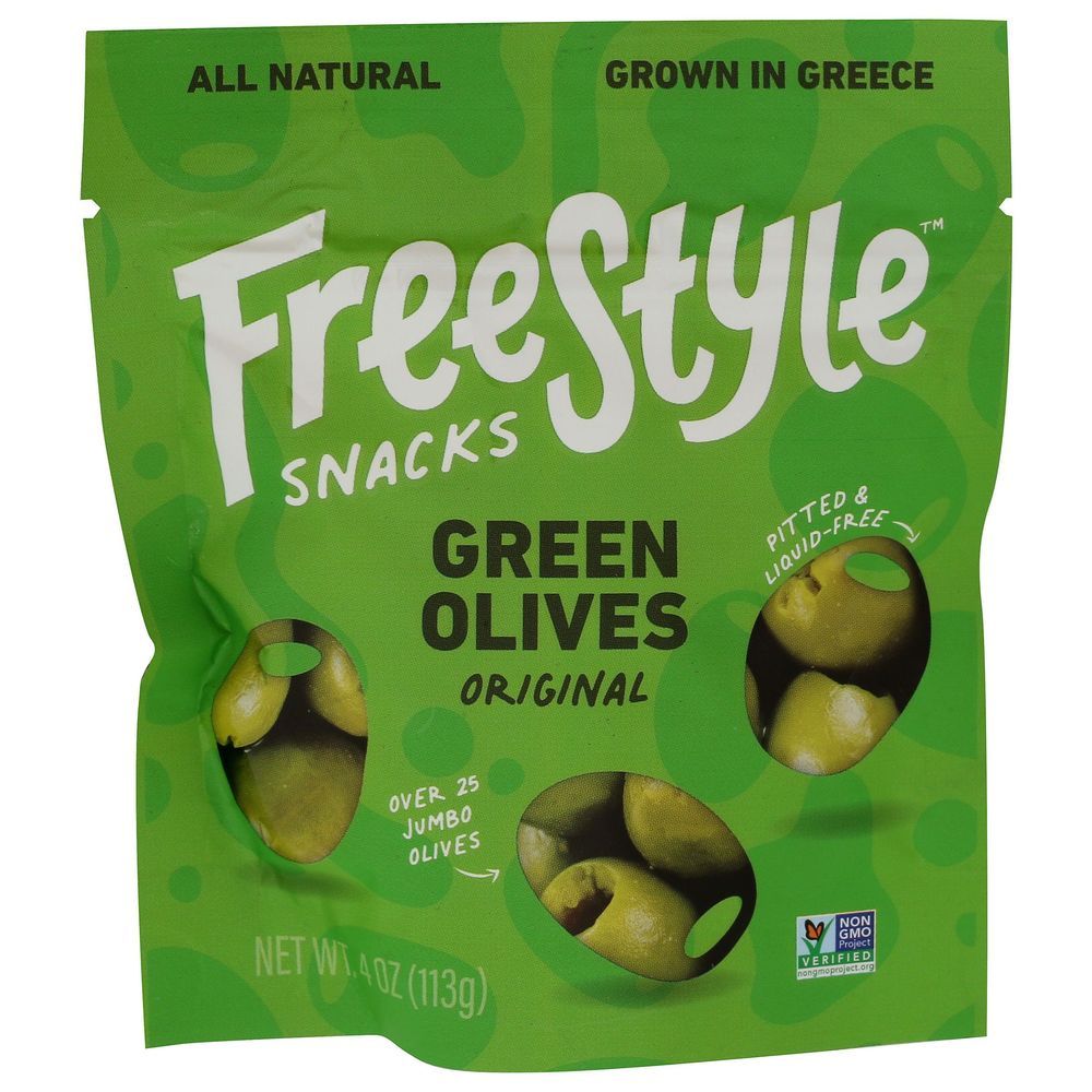 Freestyle Original Green Olives Snacks, 4 Ounce -- 6 Per Case