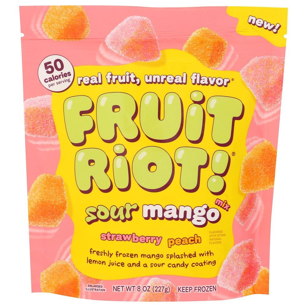 Fruit Riot Strawberry Peach Sour Mango Mix, 8 Ounce -- 6 Per Case