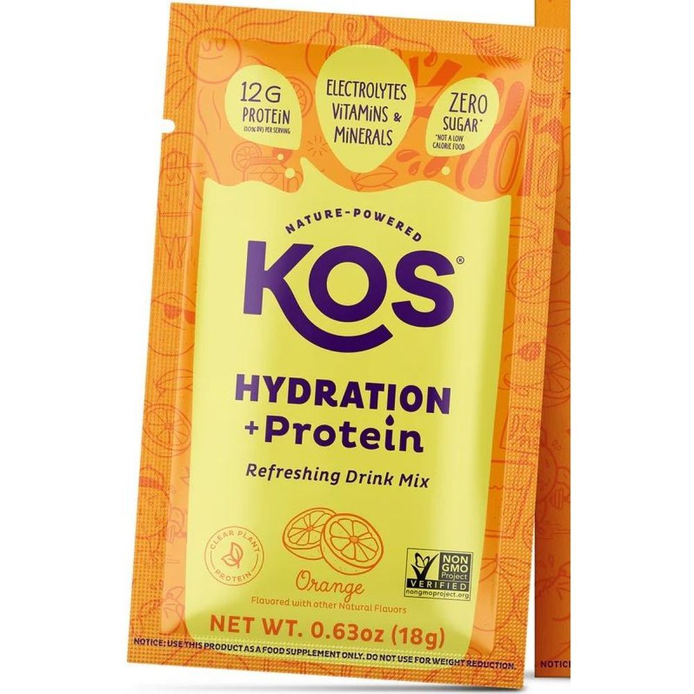Kos Hydration Plus Protein Refreshing Drink Mix, 0.63 Ounce -- 7 Per Case