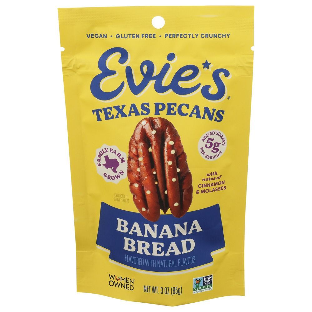 Evie’s Roasted Banana Bread Texas Pecans, 3 Ounce -- 8 Per Case