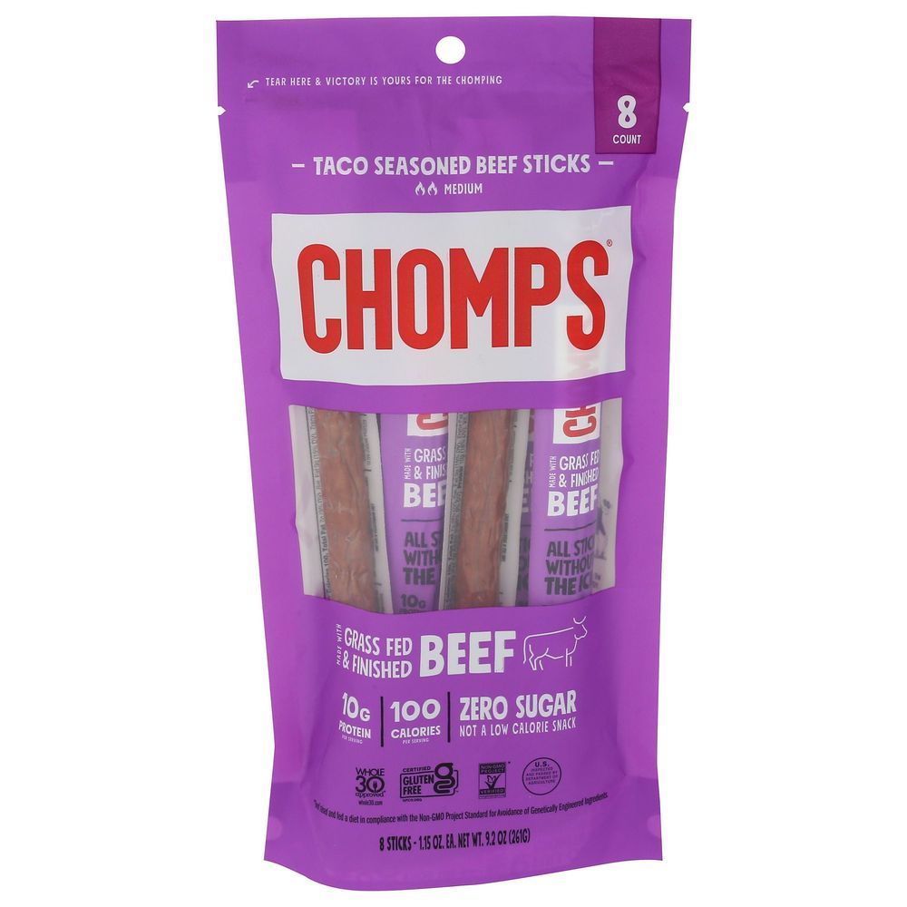 Chomps Taco Seasoned Beef Stick, 9.2 Ounce -- 8 Per Case