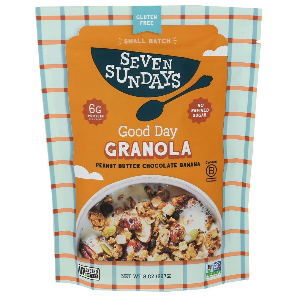 Seven Sundays Good Day Peanut Butter Chocolate Banana Oat Protein Granola, 8 Ounce -- 6 Per Case