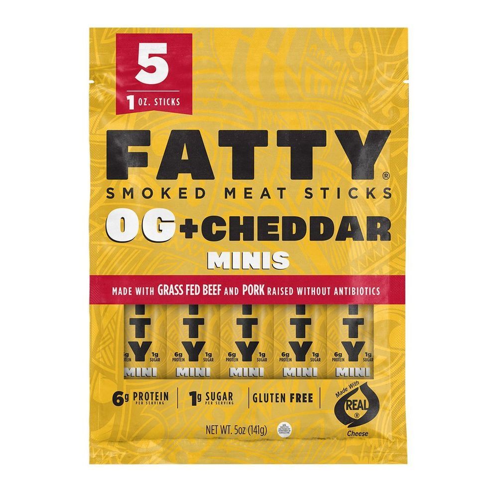 Fatty Minis Og Plus Cheddar Smoked Meat Sticks, 5 Ounce -- 8 Per Case