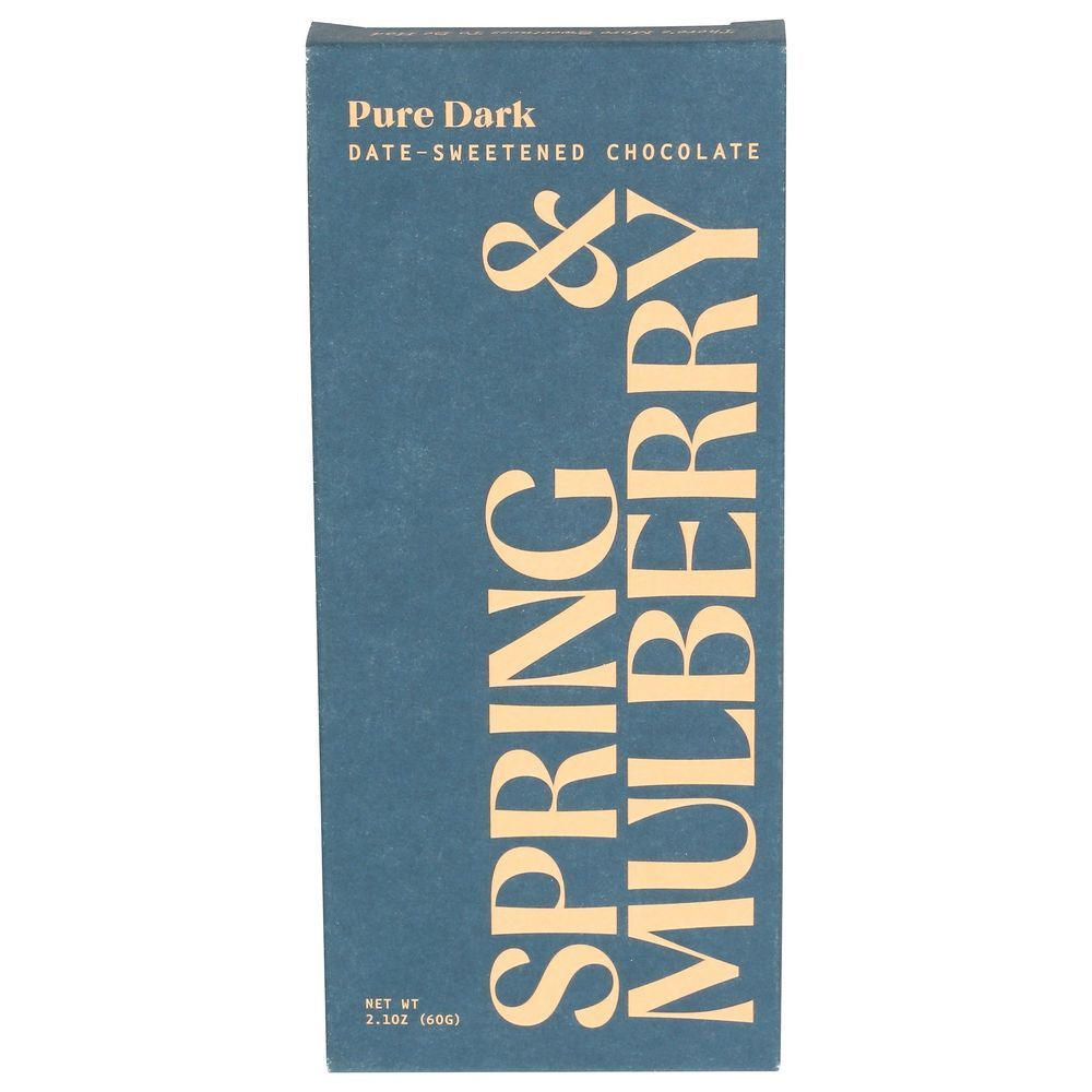 Spring And Mulberry Pure Dark Chocolate Bar, 2.1 Ounce -- 12 Per Case