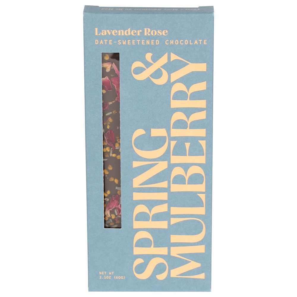 Spring And Mulberry Lavender Rose Chocolate Bar, 2.1 Ounce -- 12 Per Case