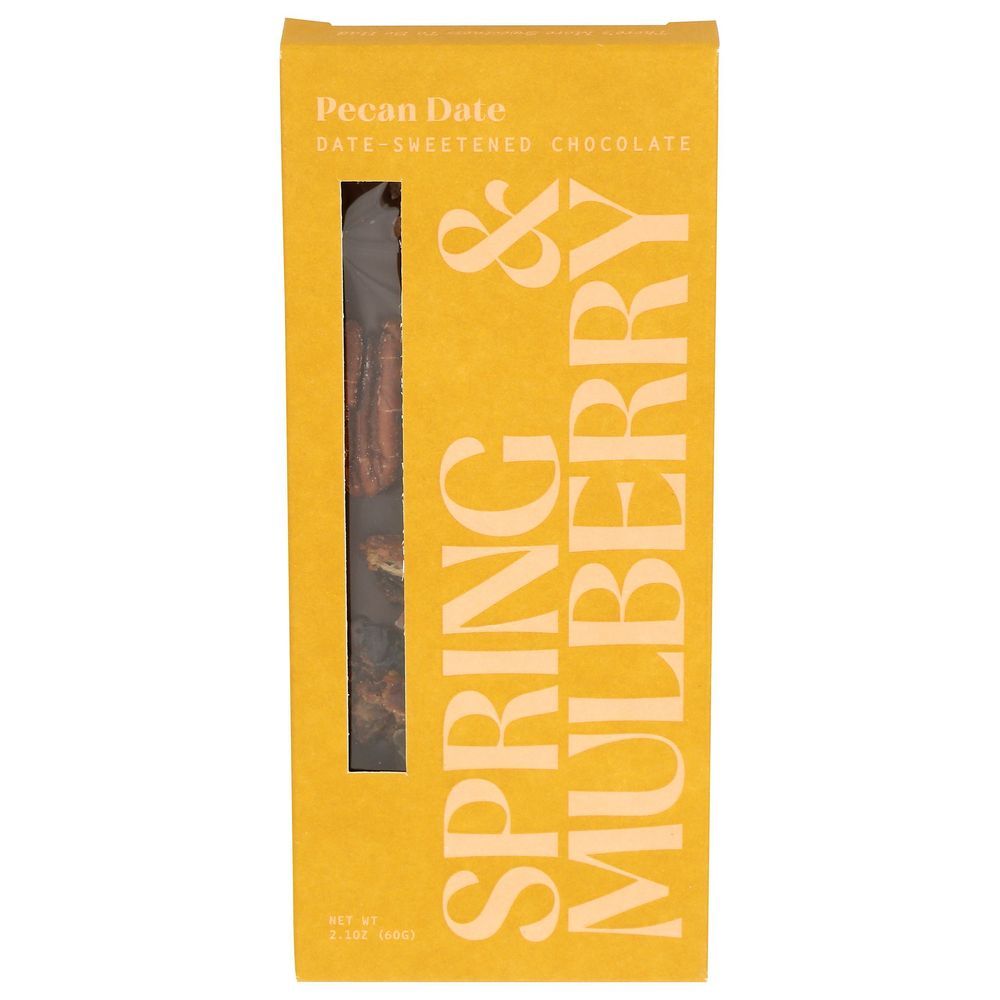 Spring And Mulberry Pecan Date Chocolate Bar, 2.1 Ounce -- 12 Per Case