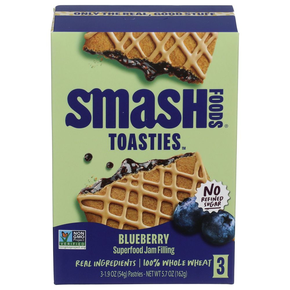Smash Foods Blueberry Superfood Jam Filling Toasties, 1.9 Ounce -- 18 Per Case
