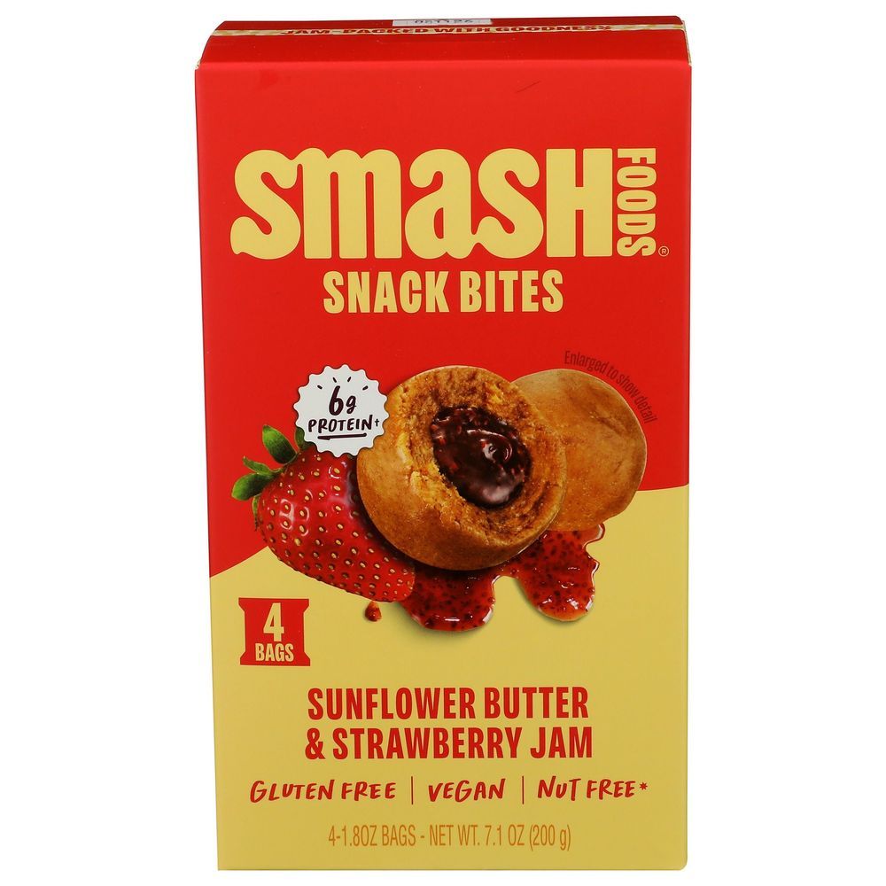 Smash Foods Sunflower Butter And Strawberry Jam Snack Bites, 7.1 Ounce -- 6 Per Case