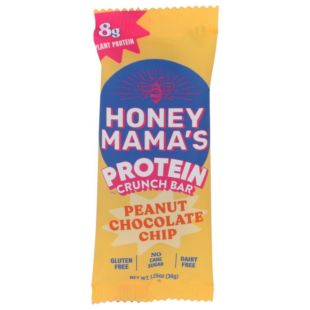 Honey Mama's Peanut Chocolate Chip Protein Crunch Bar, 1.25 Ounce -- 8 Per Case