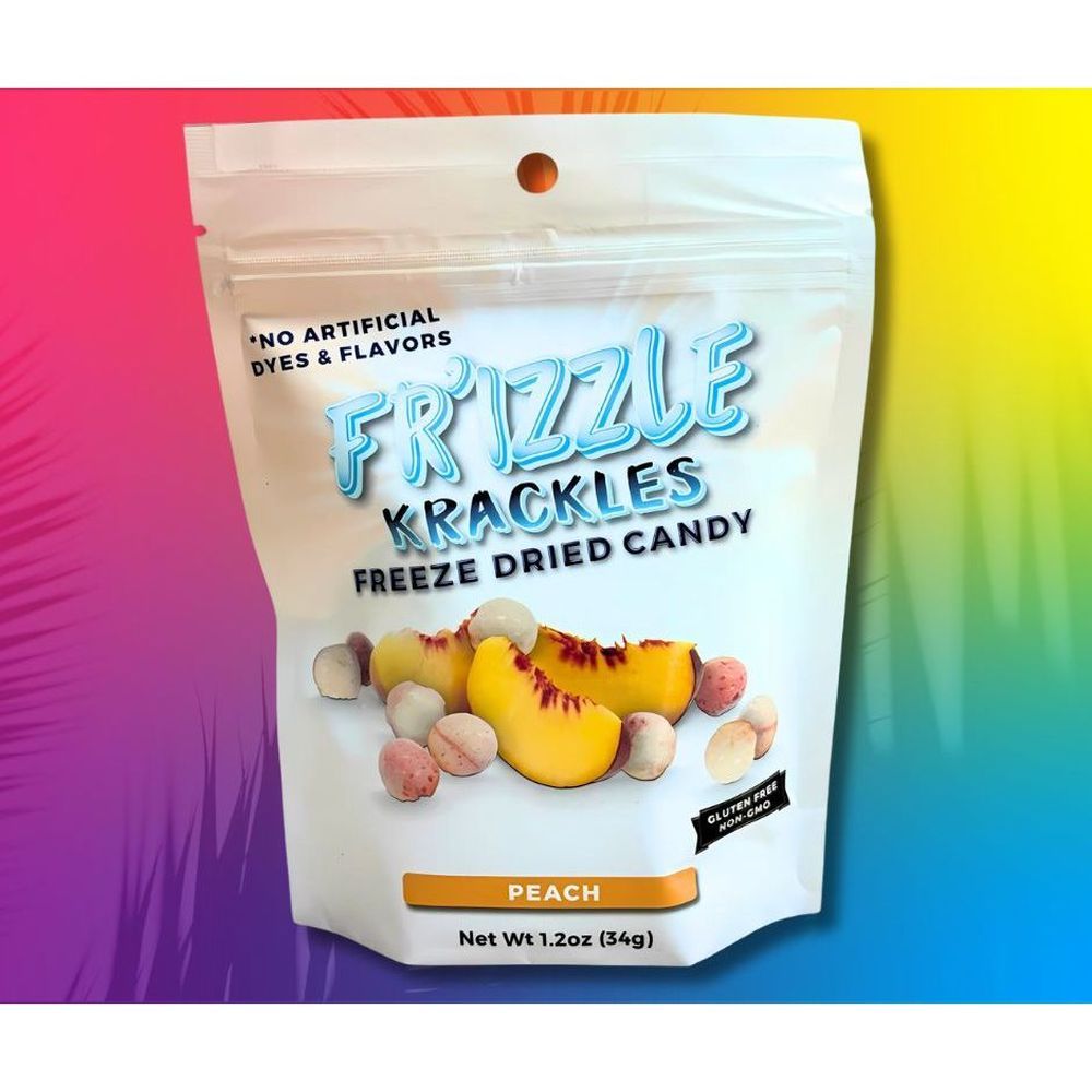 Frizzle Krackles Peach Freeze Dried Candy, 1.2 Ounce -- 12 Per Case